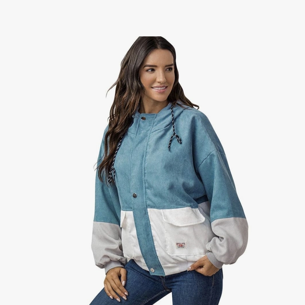Zaful Teal and Light Gray Bomber Jacket